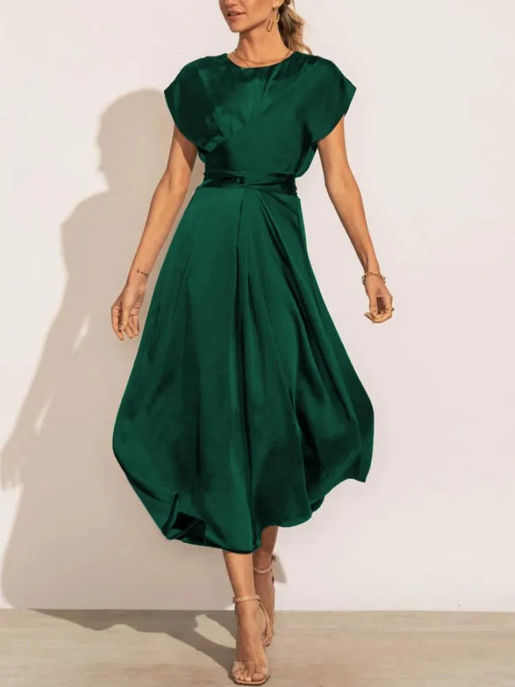 Adelaida | Elegant Satin Midi Dress