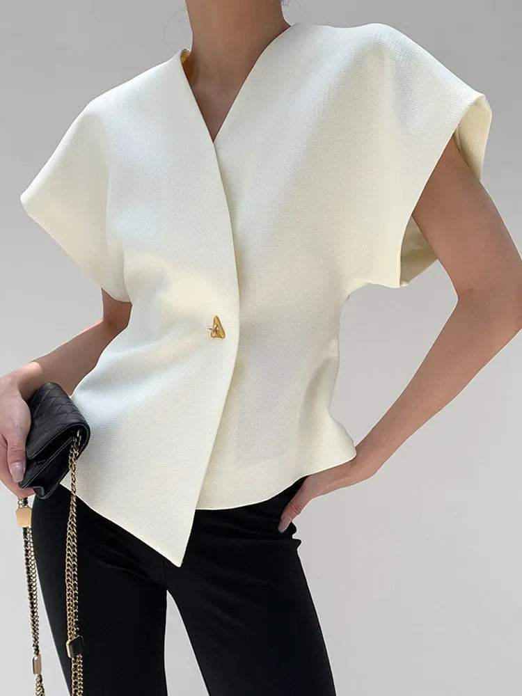 MILOU | Gestructureerde Blazer Top Voor Dames Met Reverskraag En Knoopsluiting – Modern, Verfijnd, Professioneel