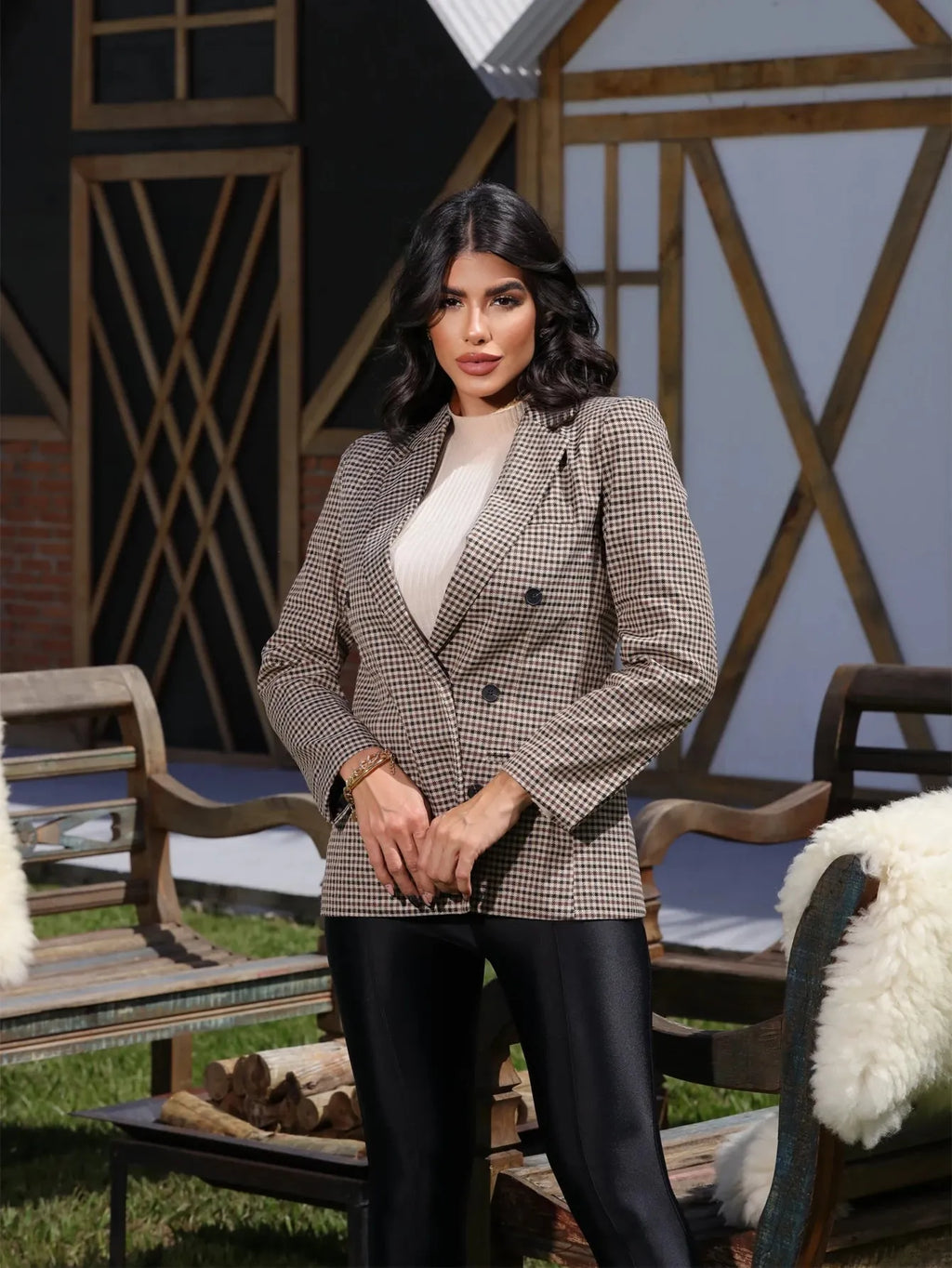 Blazer Feminino Xadrez Vanessa