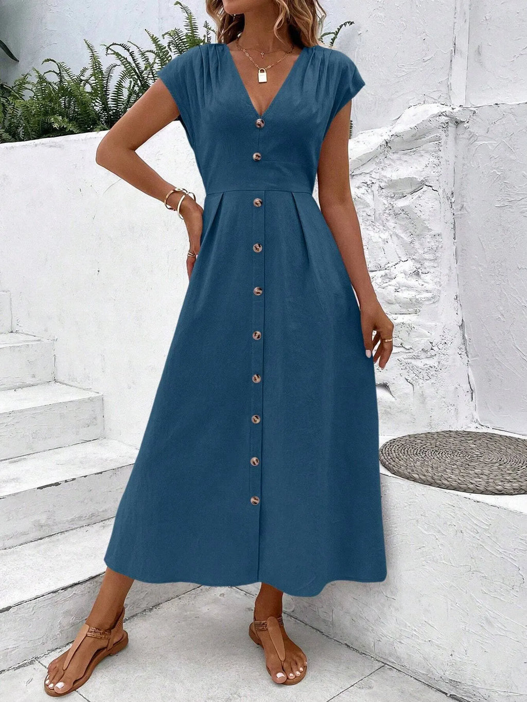Vestido Longo Taisa Azul Marinho