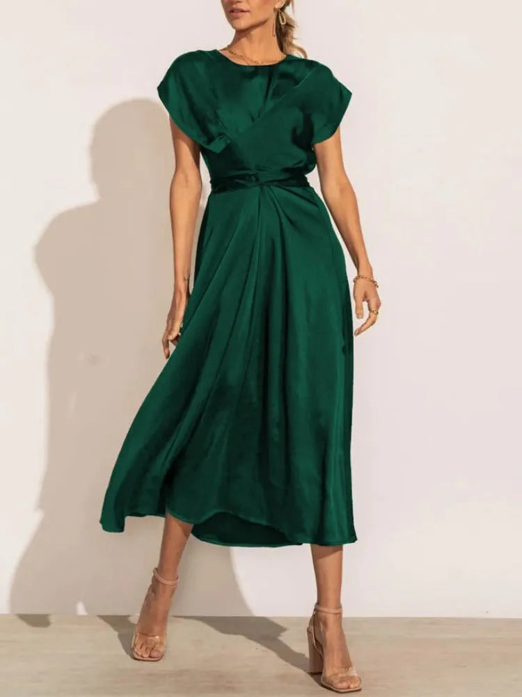 Adelaida | Elegant Satin Midi Dress