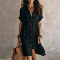 Bohemian Women's Short Sleeve Dress with Flowing Fit