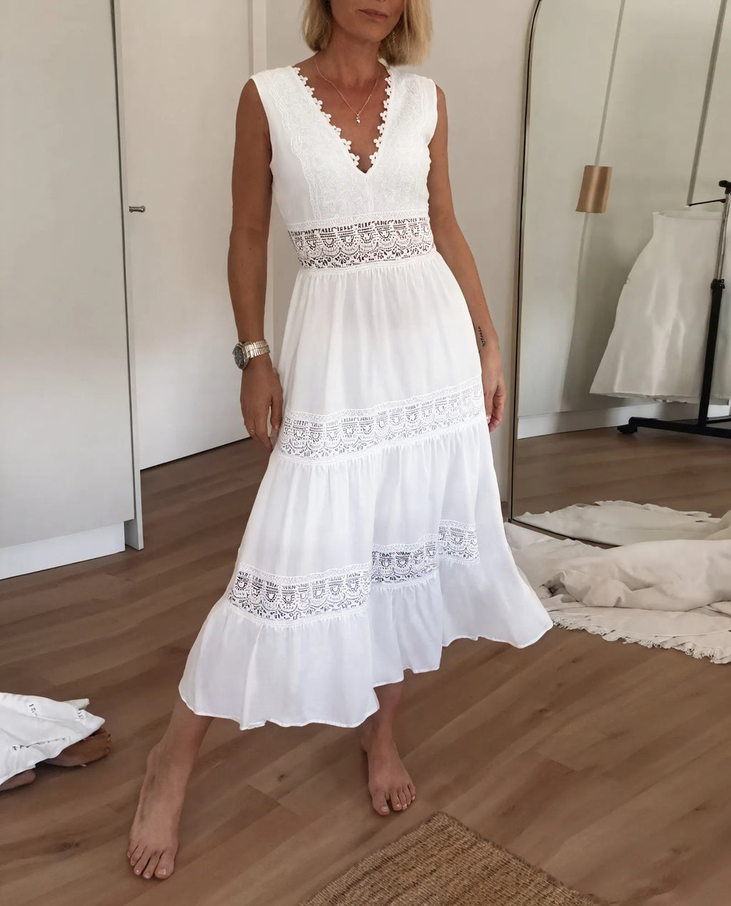 Sommerliches Maxikleid mit Spitze