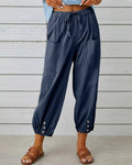 Damen Hose – Kordelzug & Knöchel-Knopfdetails