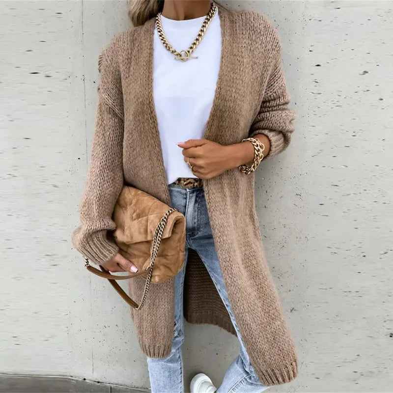 Longline Rippstrick Cardigan – Offene Silhouette