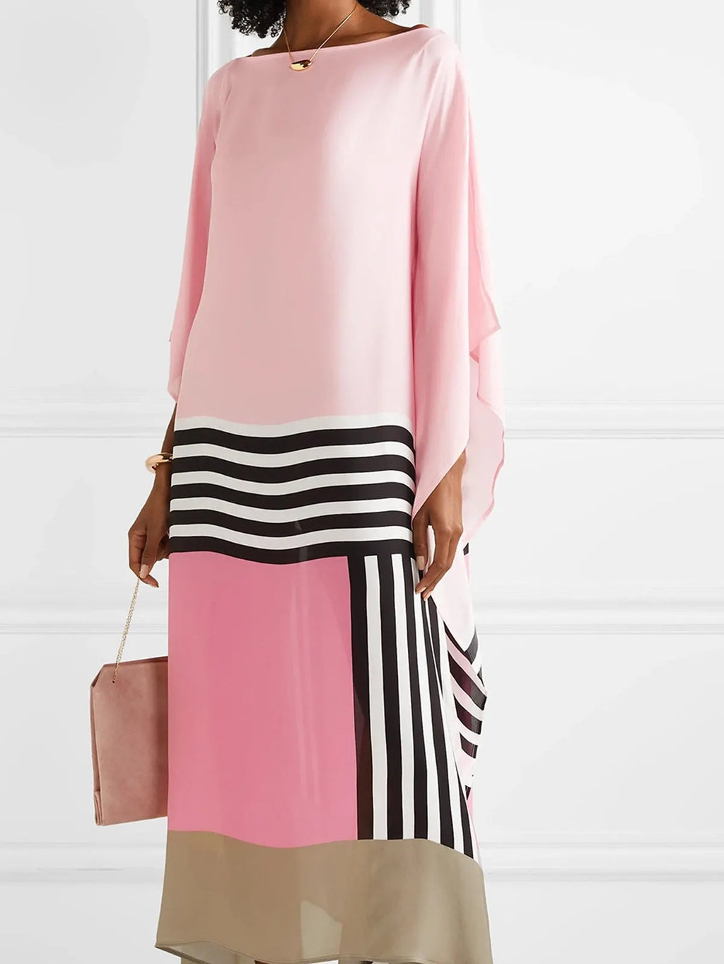 Fließendes Kleid mit Farbblock-Design
