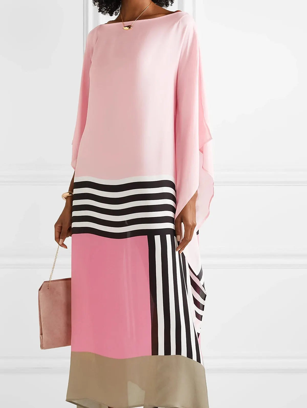 Fließendes Kleid mit Farbblock-Design