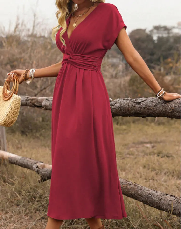 Quartney | Elegant Ladies V-Neck Maxi Dress