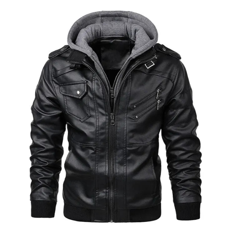 Lederjacke Mit Kapuze FÃ¼r Herren