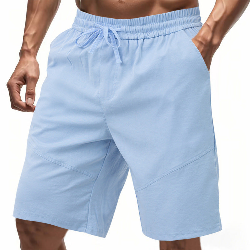 Herren nan knielange Leinenmix-Shorts mit elastischem Kordelzugbund und seitlichen Schubtaschen