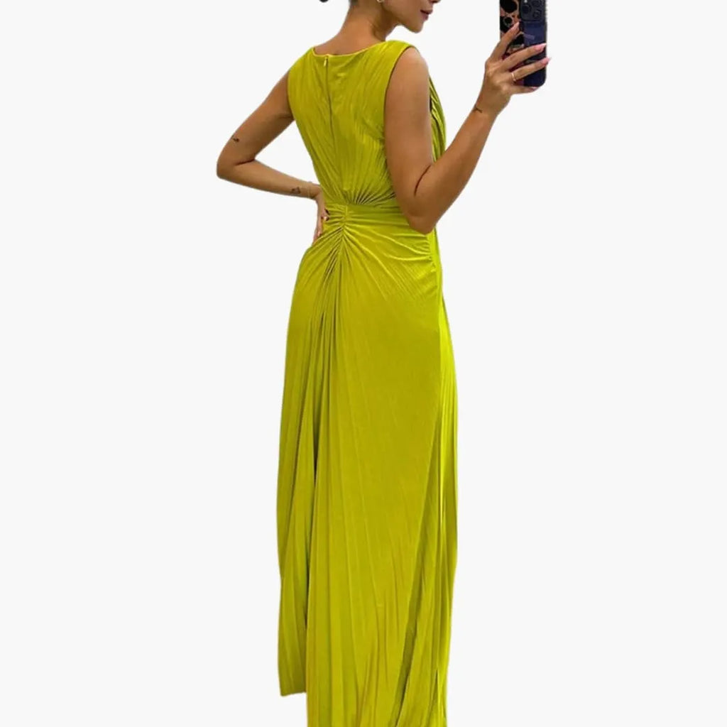 Womenâ€™s Dress with Pleated Surface and Side Slit