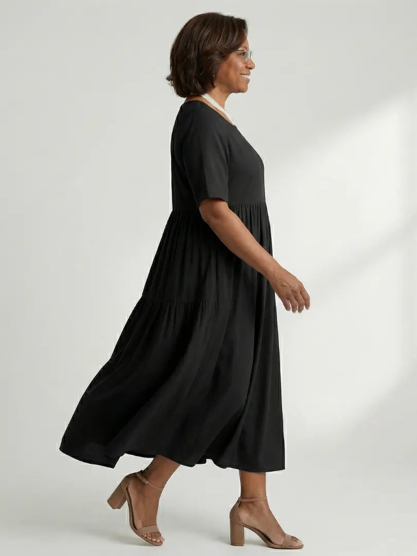 Ciren | Simple Gather Midi Dress