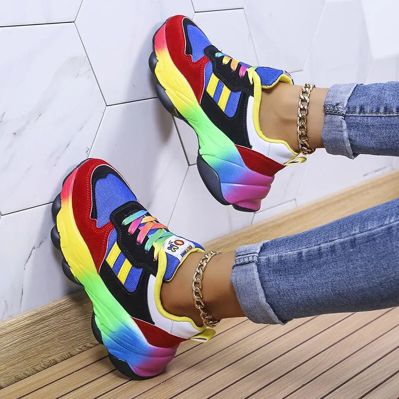 - SwiftStep Bequeme Regenbogen Turnschuhe