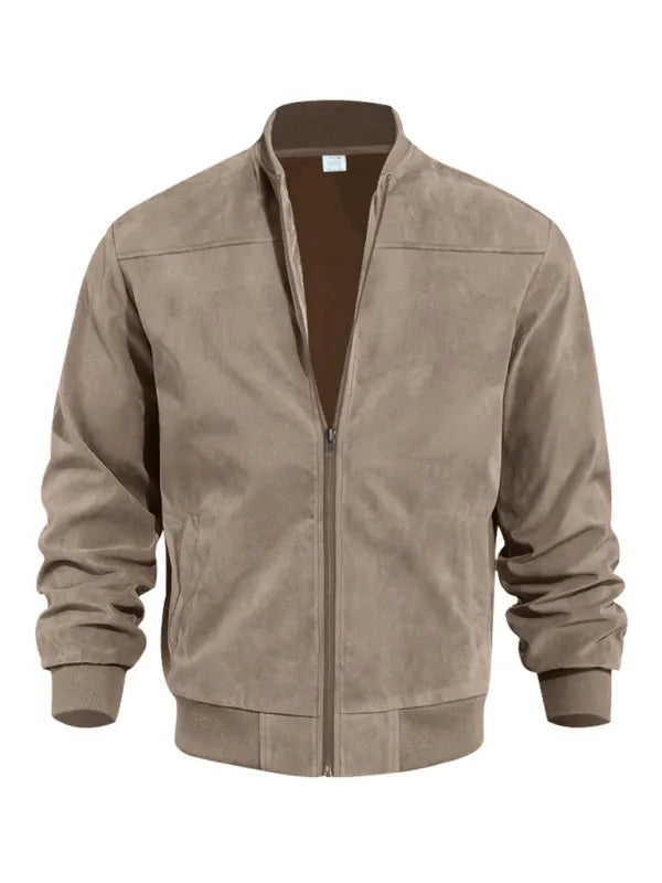 Wildleder Retro ReiÃŸverschluss Herrenjacke Bomberjacke