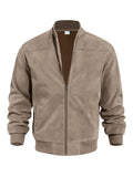 Wildleder Retro ReiÃŸverschluss Herrenjacke Bomberjacke