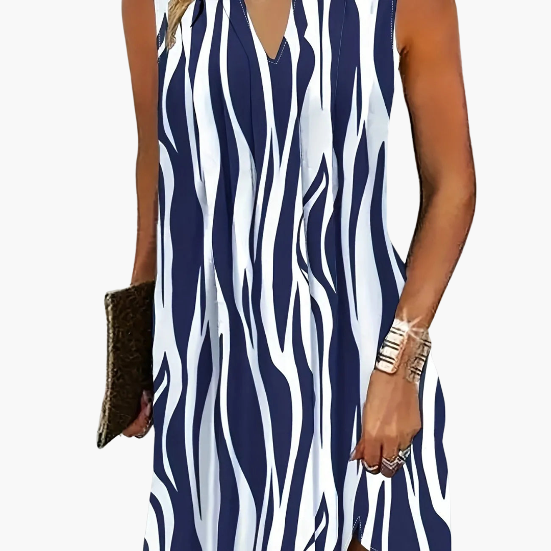 Womenâs Mini Dress with Sleeveless Design and Striped Pattern