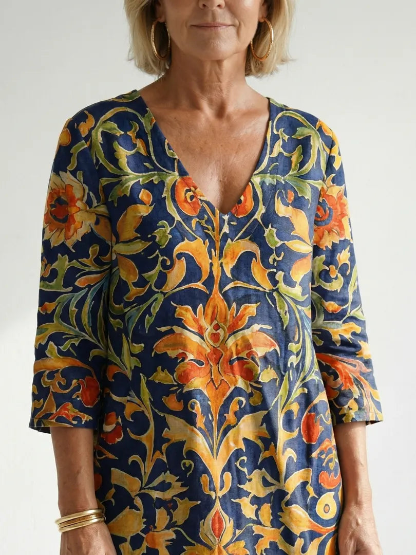 Elise | Clean Ornate Floral Midi Dress