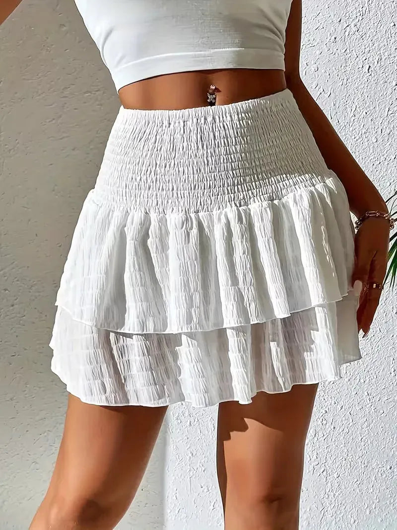 Playful Pleated Skirt for Women with Layered Ruffles