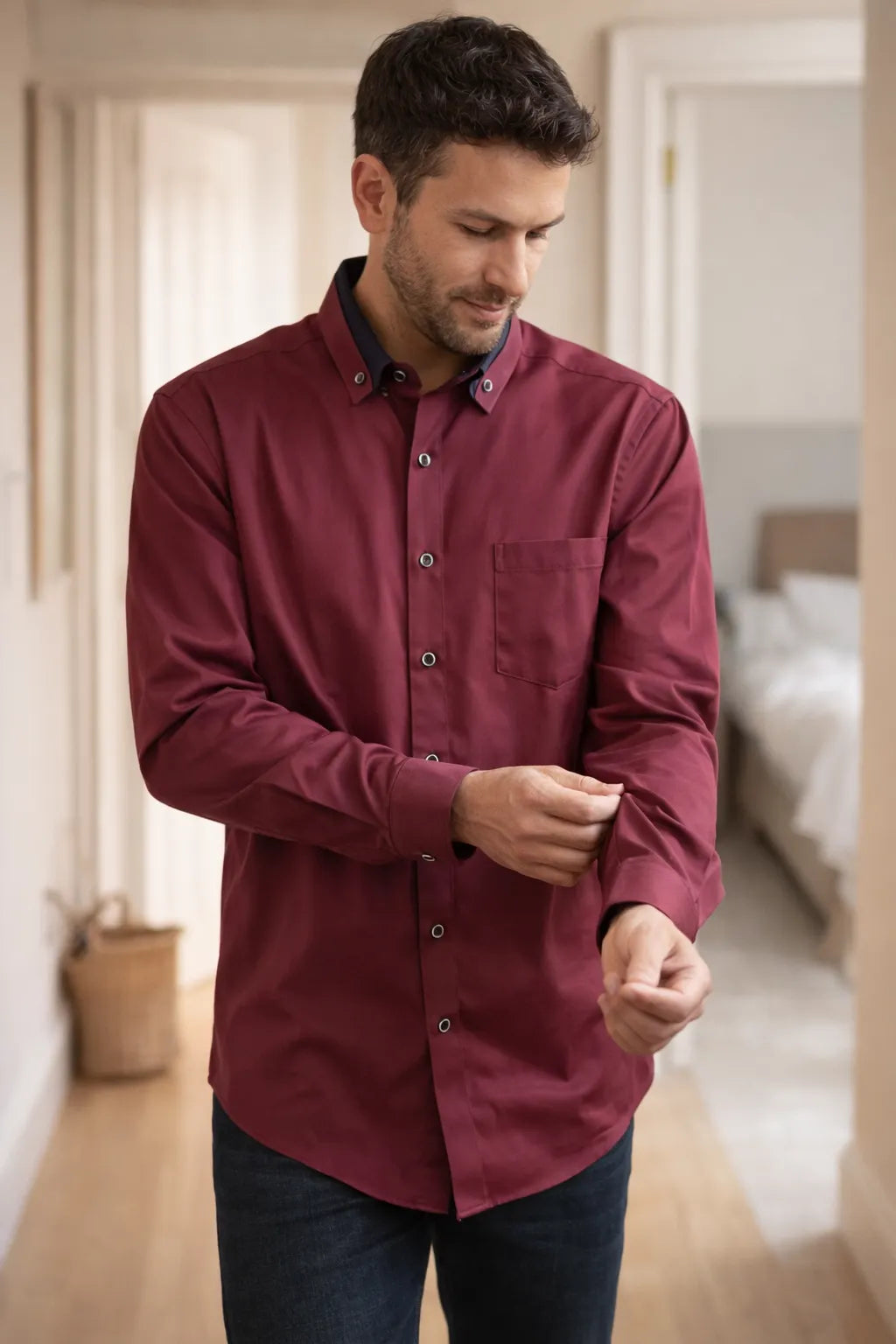 Herren Hemd langarm casual Knopfleiste
