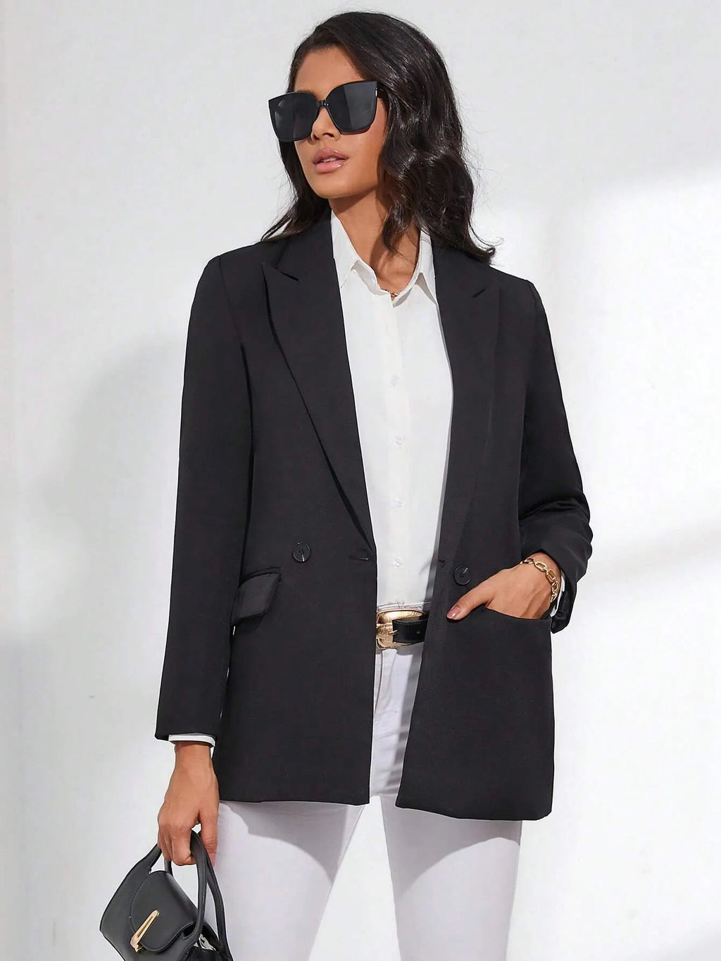 Blazer Feminino Alfaiataria Social Preto MaitÃª