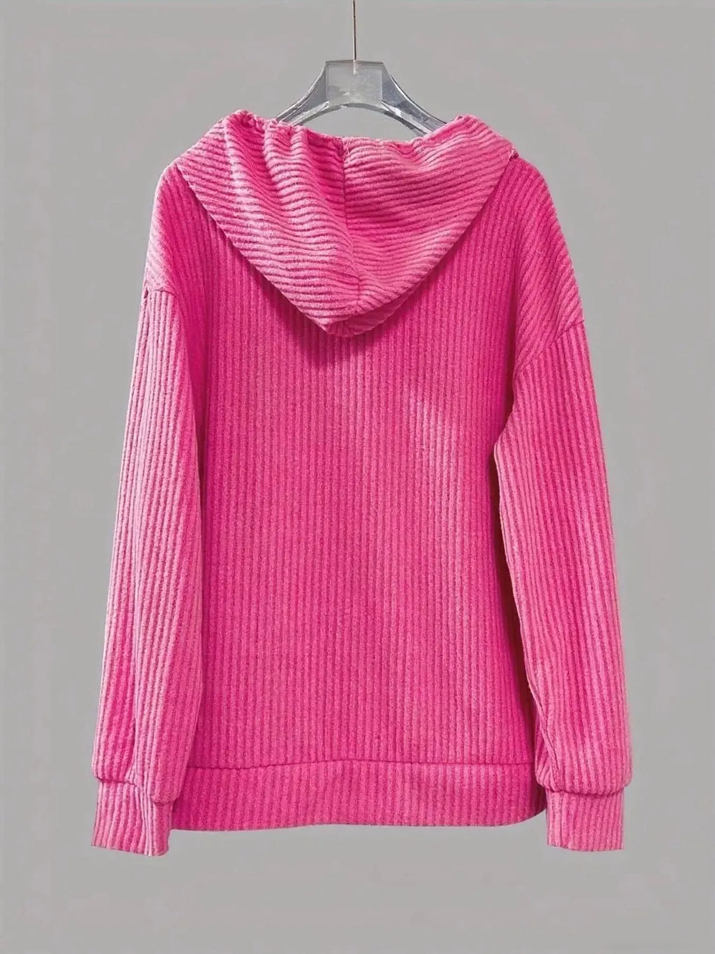 Button-Front Drawstring Hoodie