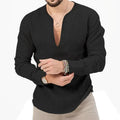 Herren Leinen Langarmhemd