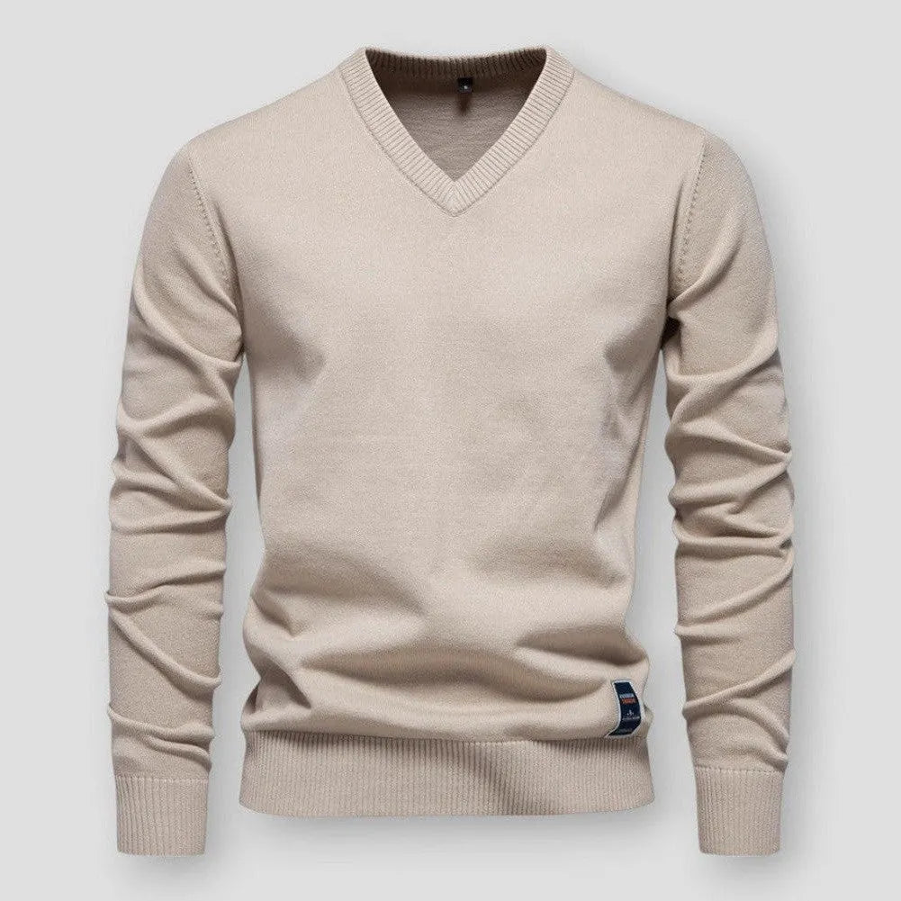 Bequemer Herbstpullover mit V-Ausschnitt für Herren