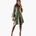 Womenâ€™s Dress with Button Front and Tiered Hem