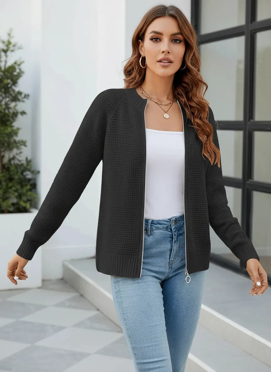 Ryleigh Zeitloser Waffelstrick Cardigan in Elegantem Design