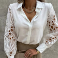 Spitze Bluse mit Kragen & Knopfleiste