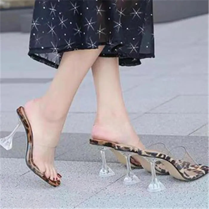 Trendy transparent heel sandal