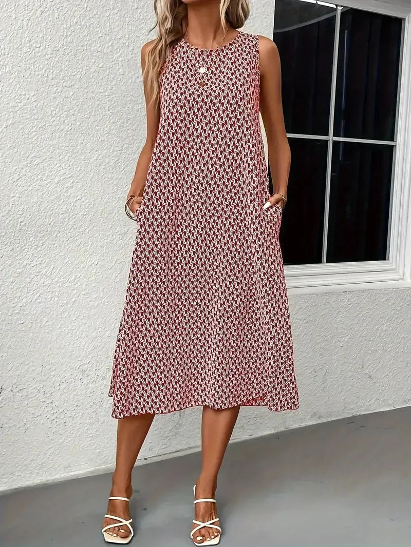 LÃ¤ssiges Kleid Mit Alloverdruck Und Tasche â€“ Modisch & Bequem