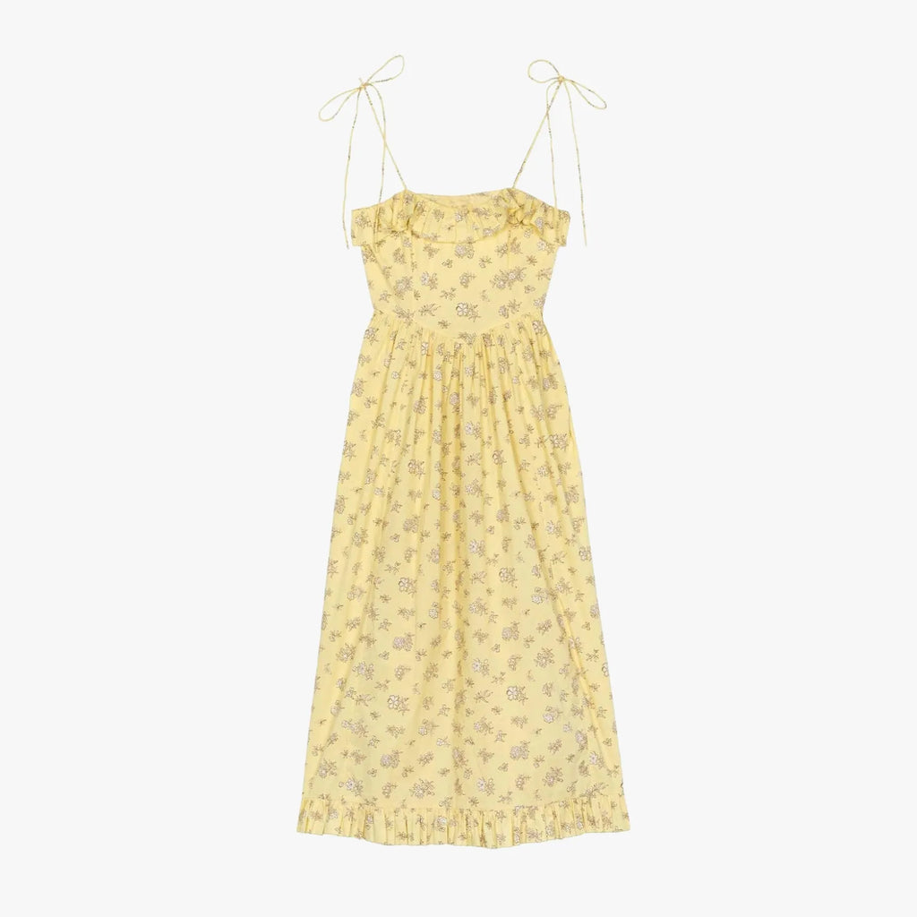 GeblÃ¼mtes Midikleid mit RÃ¼schenbesatz