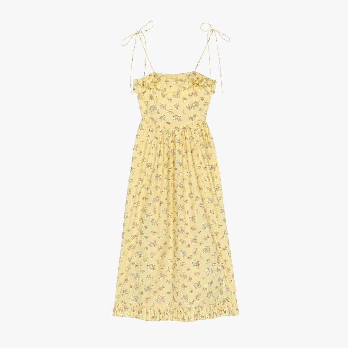 GeblÃ¼mtes Midikleid mit RÃ¼schenbesatz