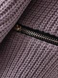 Solid Color V-neck Split Joint Zipper Sweater