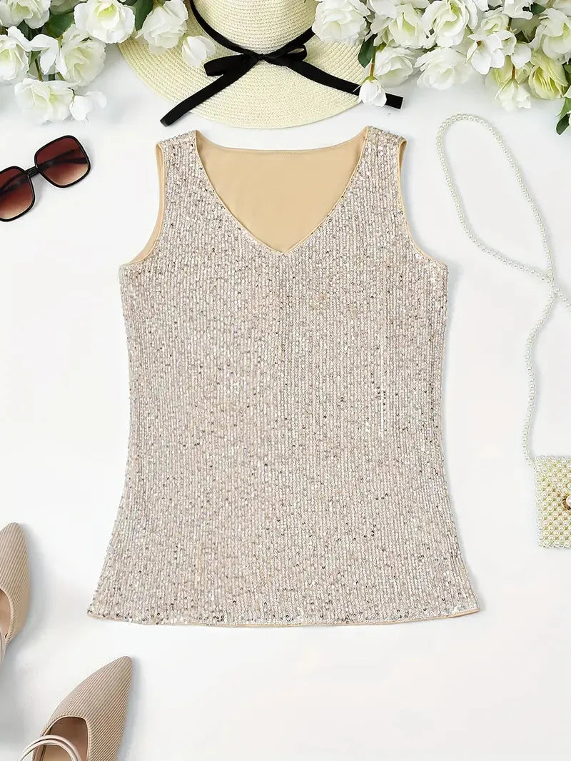 Elegantes Ärmelloses Top mit Pailletten