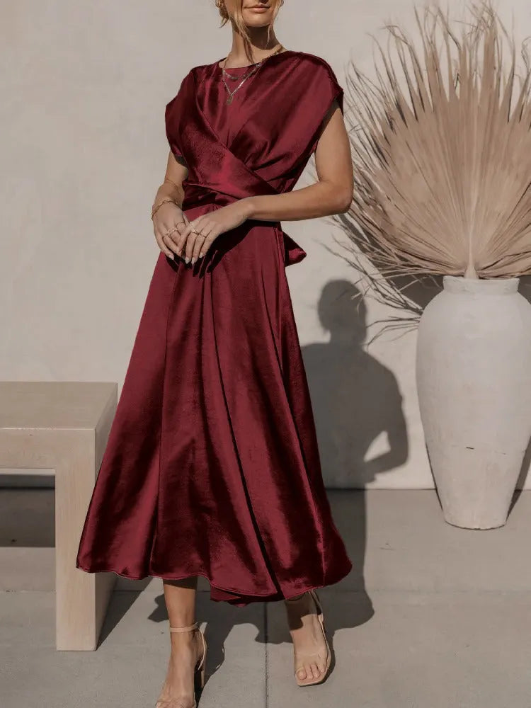Adelaida | Elegant Satin Midi Dress