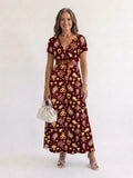 Lyra | Elegant Floral V-Neck Midi Dress