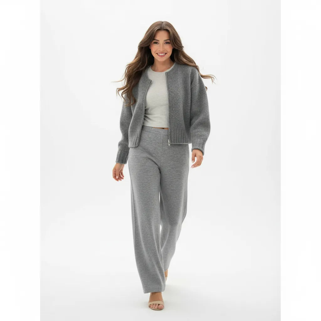 Evelyn Zeitloser Gerippter Strick-Cardigan