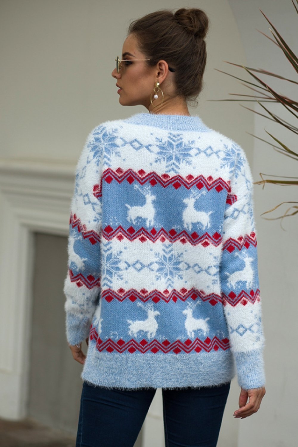 Streifen Weihnachten Schneereh Pullover