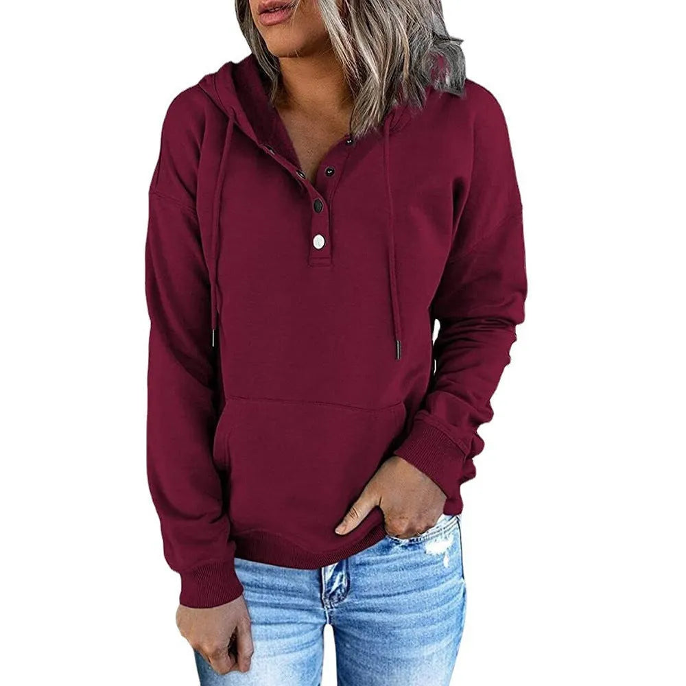 Damen Hoodie mit funktionalen Knopfdetails und lässiger Passform