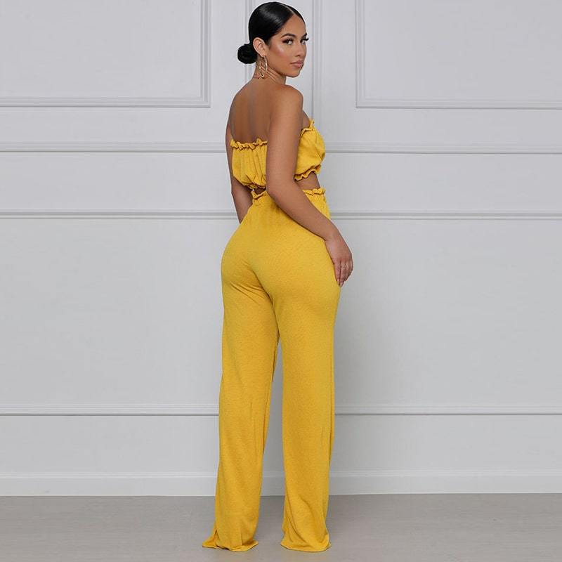 High waisted flared pants set