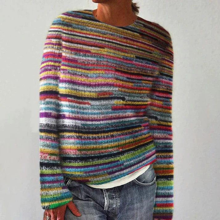 - Einzigartiger gestreifter Pullover mit langen Ärmeln