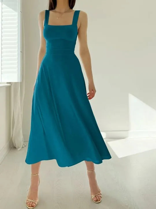 Damen Midikleid mit breiten TrÃ¤gern