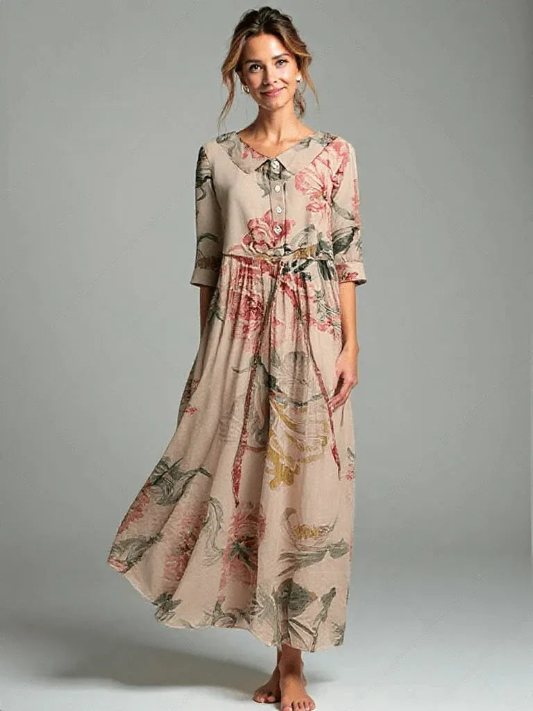 Vintage Spitzenkleid mit Botanischem Blumenmuster