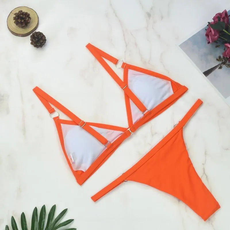 Marj| Minimalist Bikini with Ring Details and Triangle Top