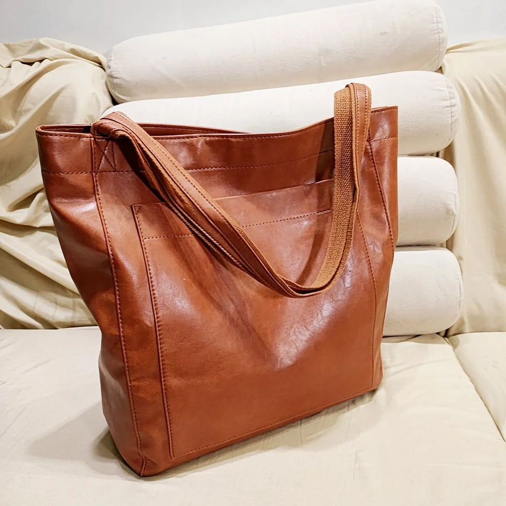 Damen-Schultertasche aus veganem Leder mit groÃŸzÃ¼gigem Stauraum