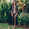 Embroidered beach blouse sexy cardigan loose vacation dress bikini blouse