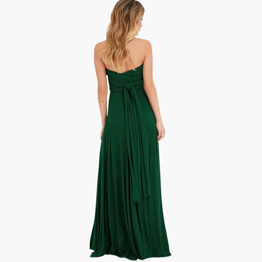 Womenâ€™s Convertible Maxi Dress with Backless Design and Adjustable Waist