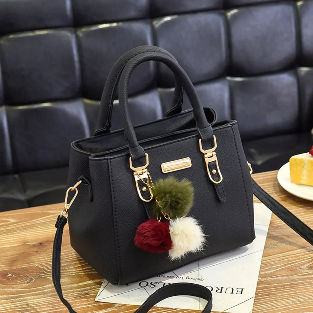 Damen-Tasche Lederhandtasche mit 3 weichen PlÃ¼schbÃ¤llen
